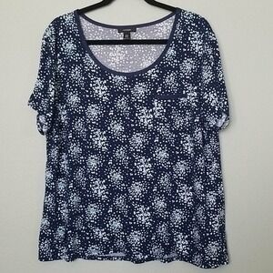 Midnight Comfy Plus Size Dark Floral Casual Lounge Short Sleeve T Shirt XXL